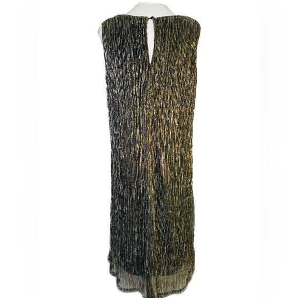 Leslie Fay Gold/Black/Silver Crepe Cocktail Dress Retail $98 Sz 10 - Picture 5 of 8
